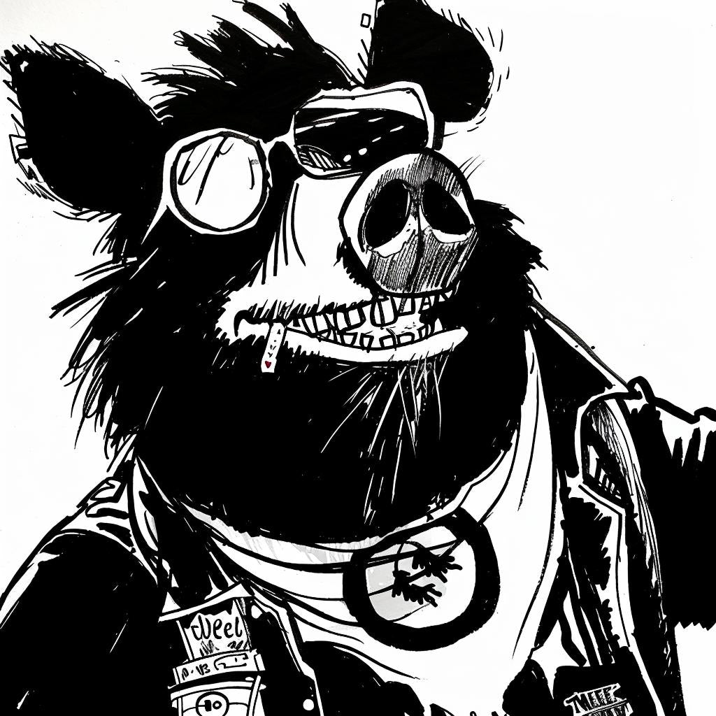 aggressive  streetwise  animal  biker  jacket  black  white  bear  culture  drawing 959023