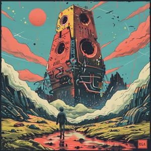 sky  falling  album  cover  Risograph  screenprinting  surreal  hyper-realistic  Symbolist  art 1079800