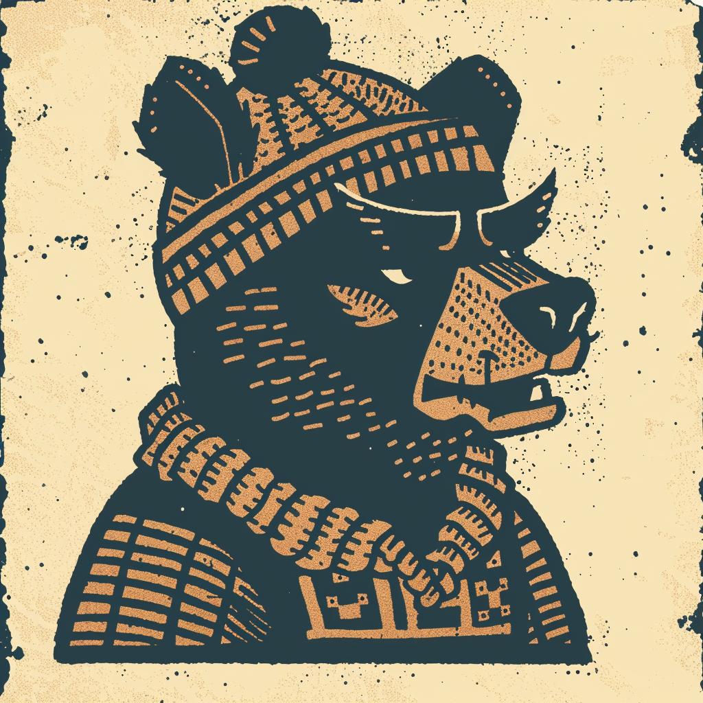 aggressive  streetwise  animal  bear  knitted  hat  scarf  simple  cartoon  urban 959008
