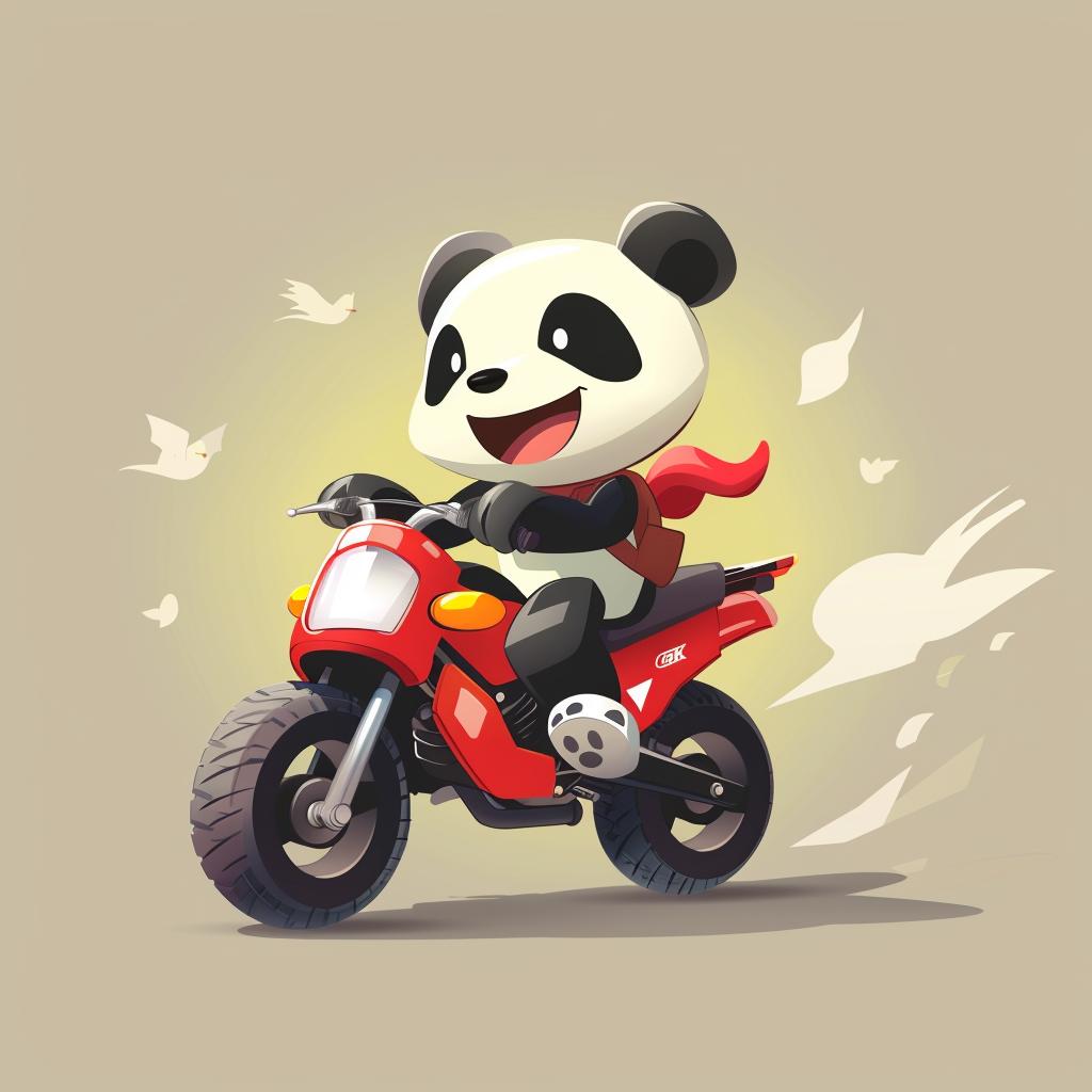panda  motorcycle  yellow  background  cute  cartoon  kawaii  playful  fun  character 939792