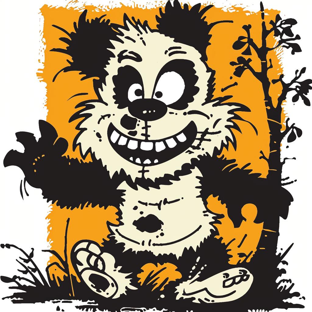devil  panda  zombie  cartoon  bear  tree  background  funny  cute  illustration 942429