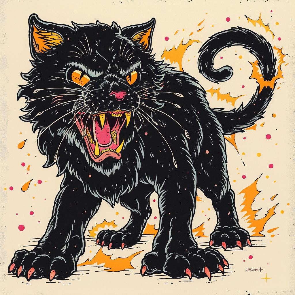 mythical  feline  hybrid  fantastical  unique  creature  Chris  Bachalo  halftone  shading 923183