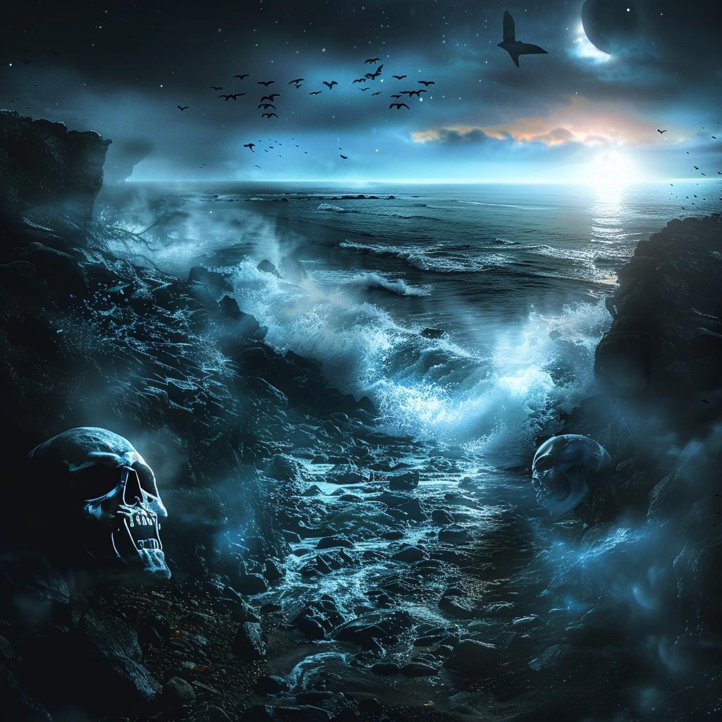 ocean  waves  fog  atmosphere  surreal  skull  demon  dark  nature  spooky 1026360