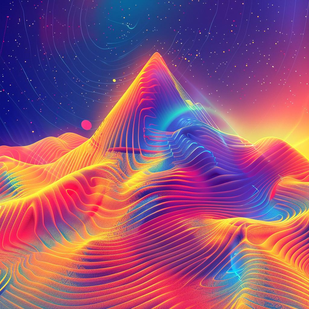 colorful  mountain  landscape  sky  stars  album  art  flowerpunk  sunrise  pulsar 945245