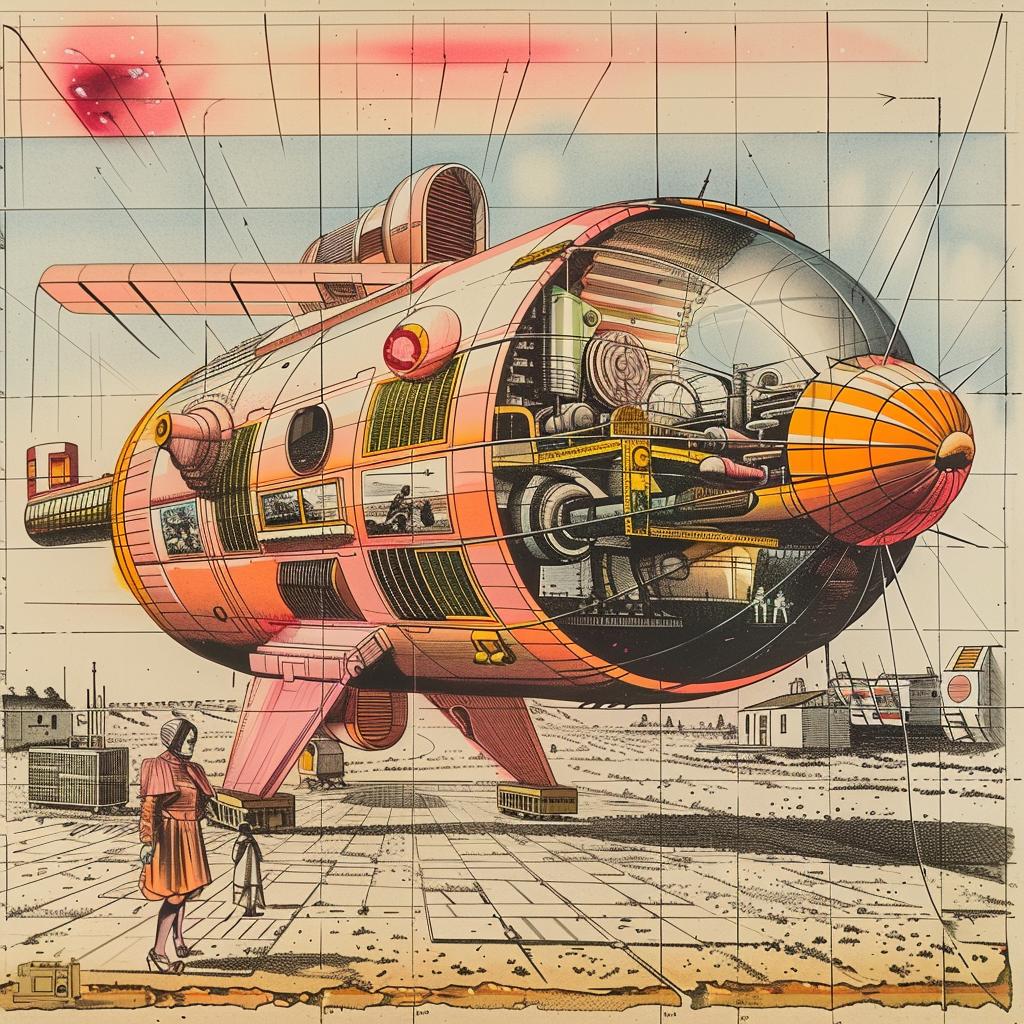 sci-fi  Russian  1967  spaceship  pink  people  drawing  concept  technology  design 1036209