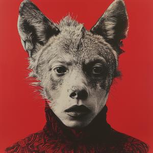 surreal  hybrid  wolfman  furry  human  eyes  ears  symbolist  risograph  screenprinting 1077335