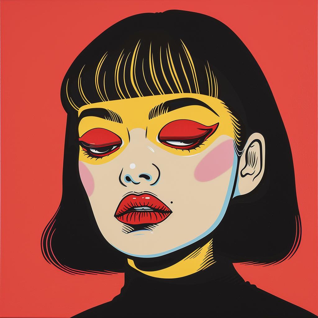 horror  illustration  pop  art  black  red  minimalism  woman  eyes  style 1021109
