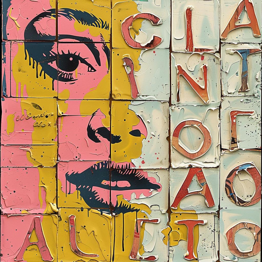 encaustic  woman  face  words  clintico  alegro  expressive  colorful  portrait  abstract 951006