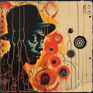 painting  man  hat  encaustic  art  red  orange  background  Saul  Bass 1067659