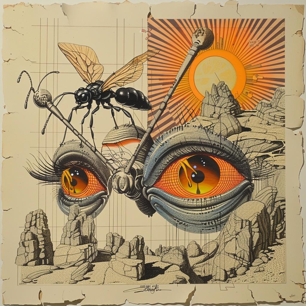 Dada  ant-man  insect  four-eyes  dripping  eye-makeup  airbrush  Emek  Troy-Brooks  sun 939389