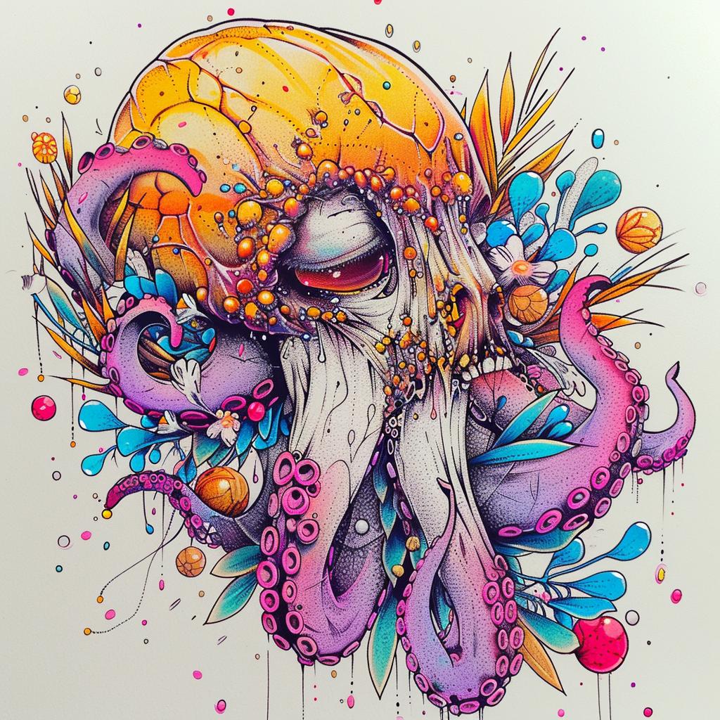 octopus  colorful  flowers  naturalistic  occult  symmetry  badge  floral  tattoo  artnouveau 941503