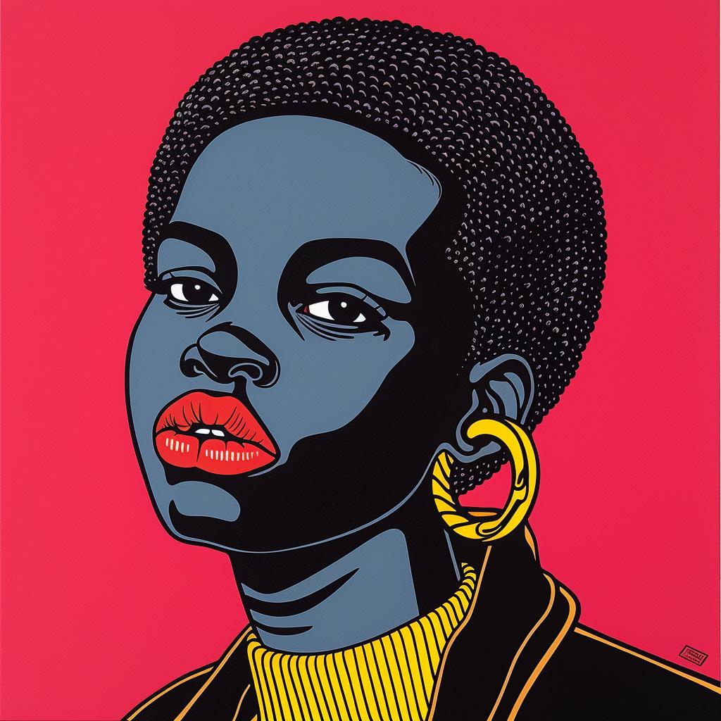 portrait  woman  red  lips  colorful  expression  afro  artistic  modern  vibrant 1022230