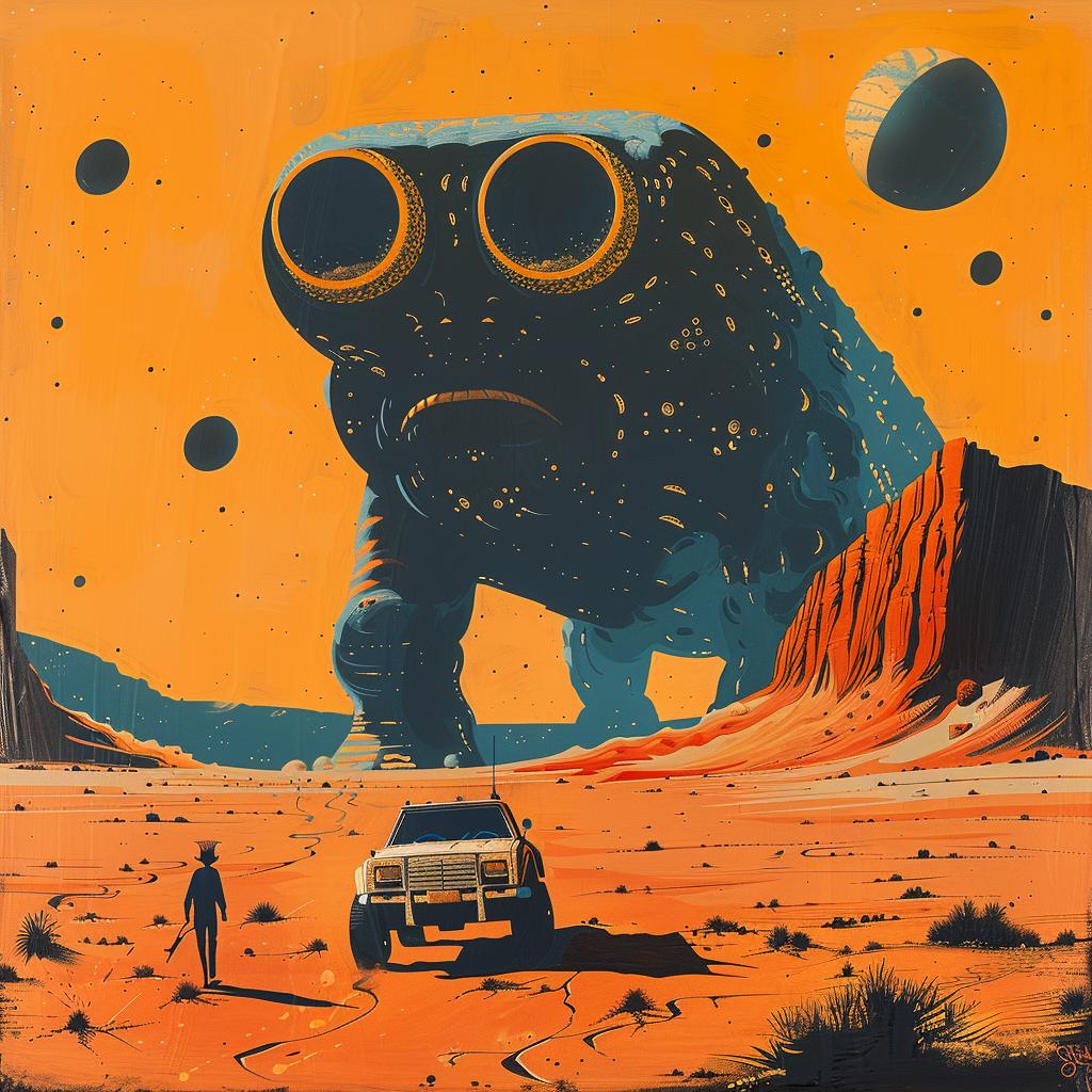 album  art  alien  desert  creature  painting  Mars  intricate  details  scary 963916