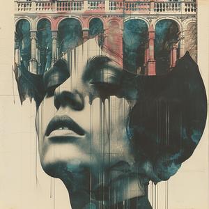 surreal  album  cover  woman  face  abstract  painting  symbolist  hyper-realistic  Risograph 1079374