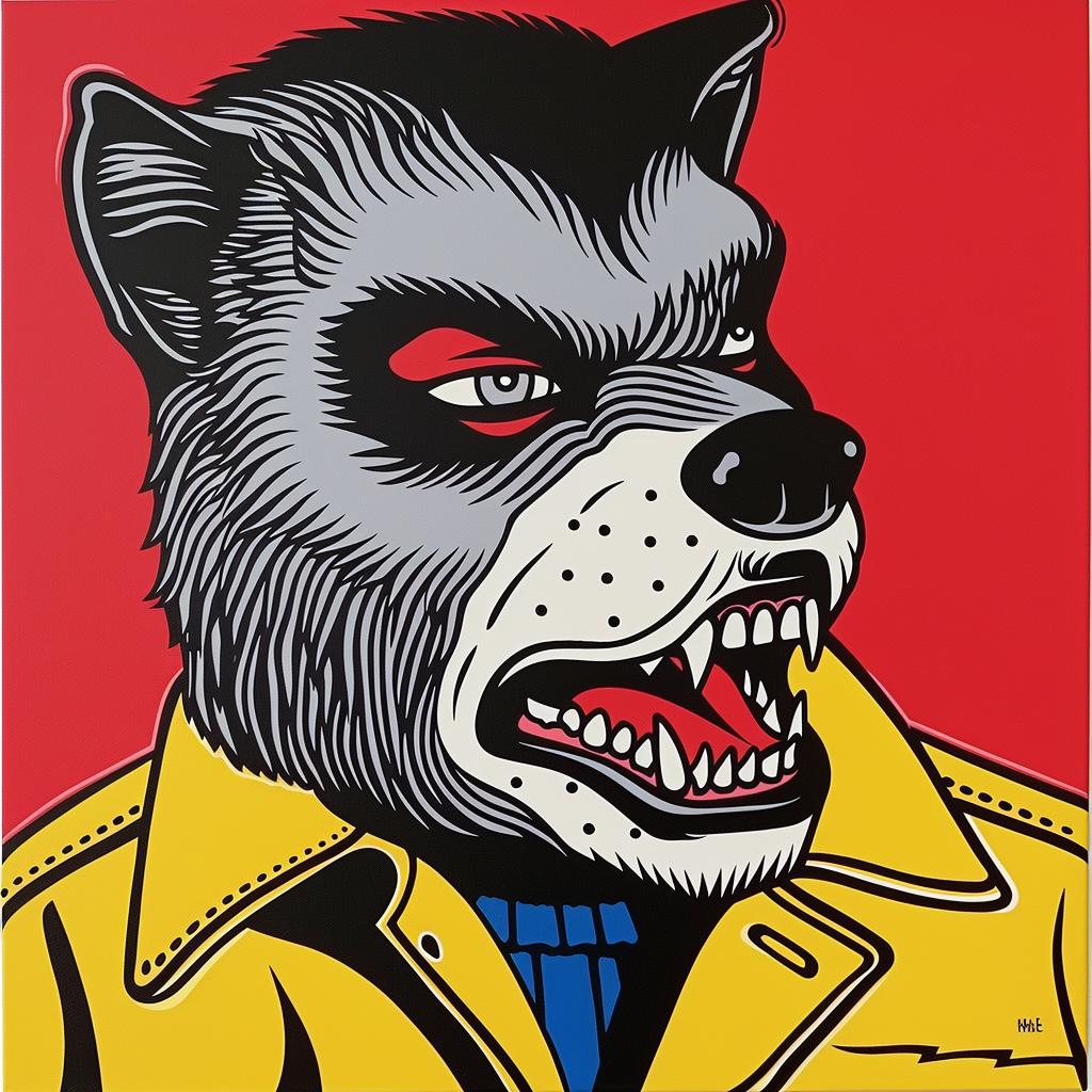 wolfman  painting  character  wolf  jacket  portrait  art  colorful  expression  unique 973071