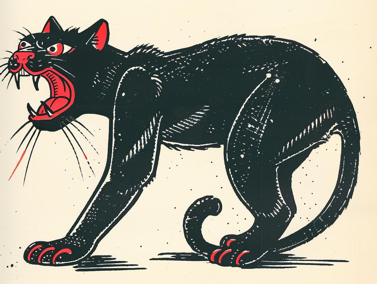 panther  tattoo  SailorJerry  vintage  comic  illustration  black  cat  red  eyes 919558