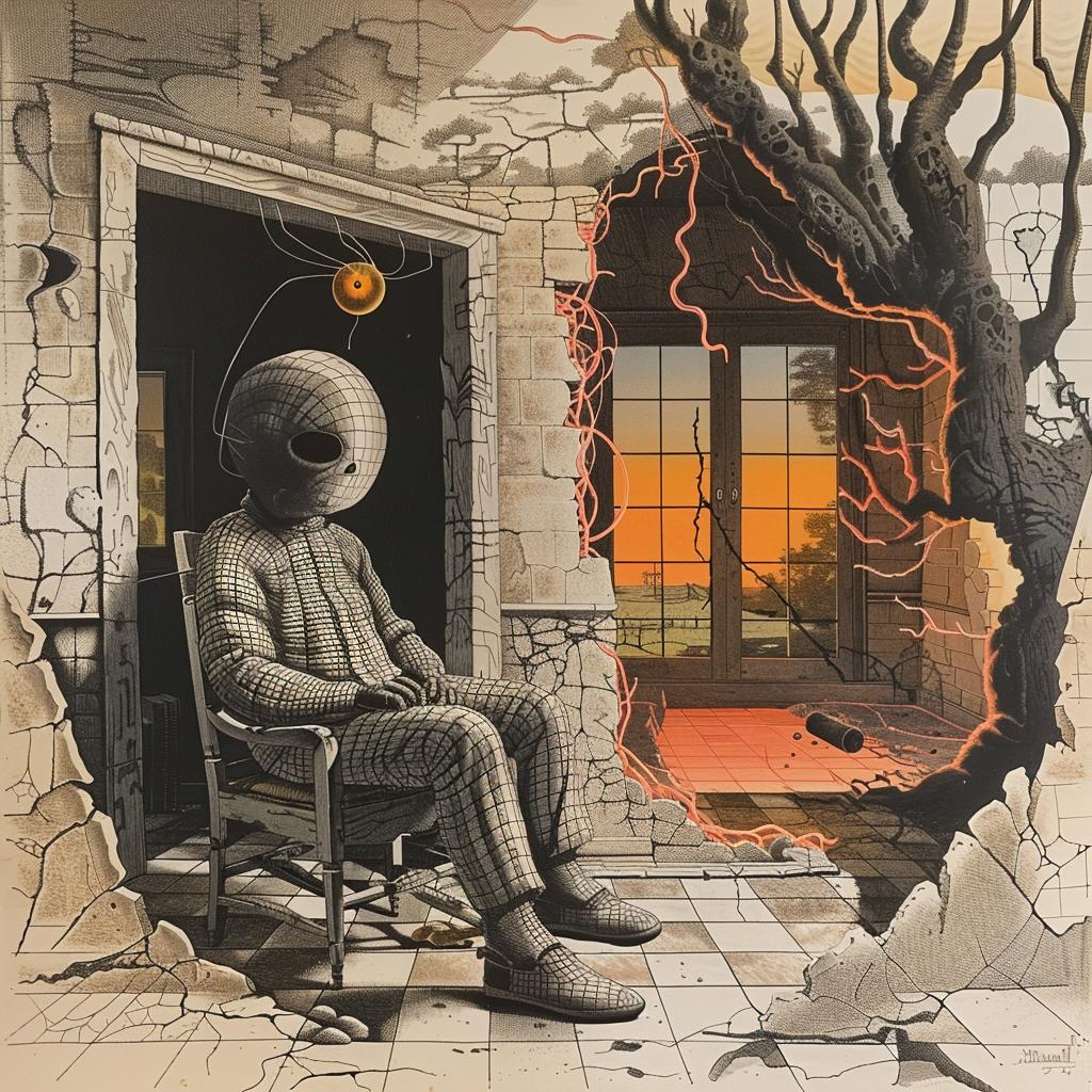 dark  horror  painting  man  chair  hole  wall  eerie  atmospheric  surreal 1035780