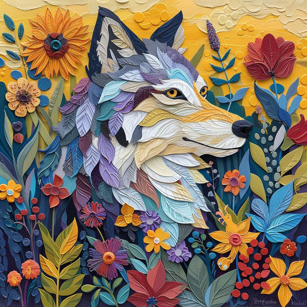 kawaii  wolf  French  countryside  vibrant  painting  nature  wildlife  art  composition 938672