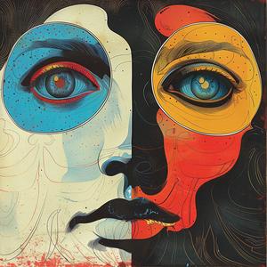 surreal  album  cover  faces  color  Todd  White  Risograph  hyper-realistic  symbolist 1079194