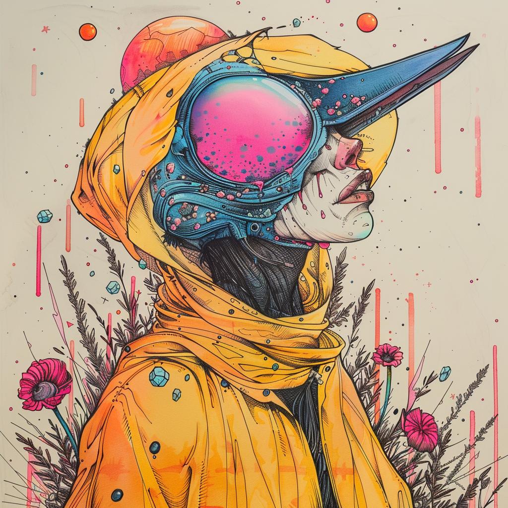 woman  bird  head  yellow  raincoat  naturalistic  dark  arts  occult  spiritual 925477