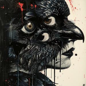 raven  man  creature  dada  art  eyes  makeup  white  background  painting 1036963