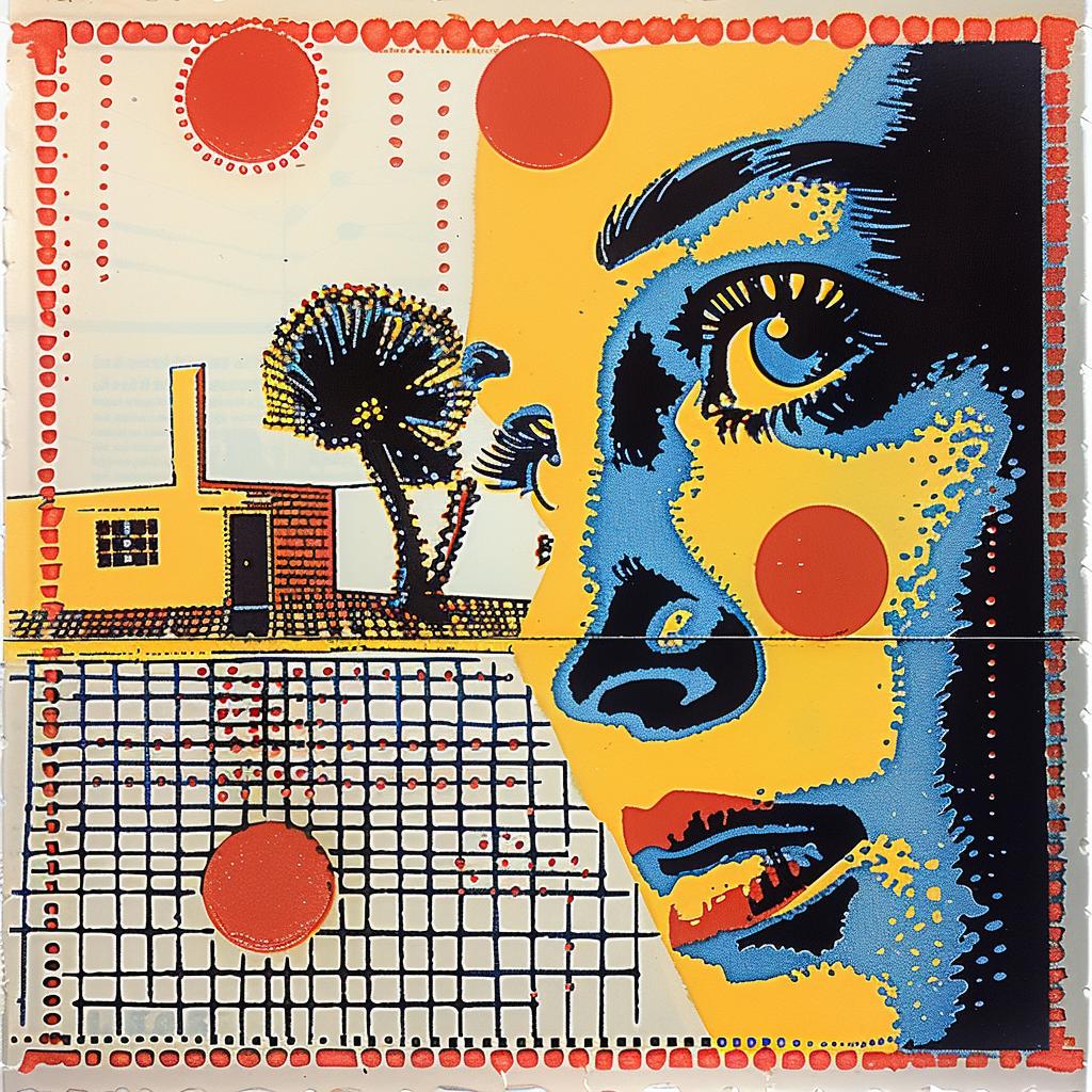 woman  blue  background  yellow  dots  art  colorful  playful  collage  expression 963290