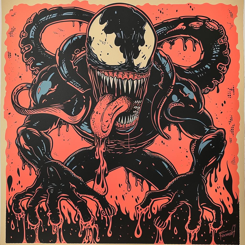 venom  character  comic  art  illustration  stylized  dark  action  dynamic  vivid 929732