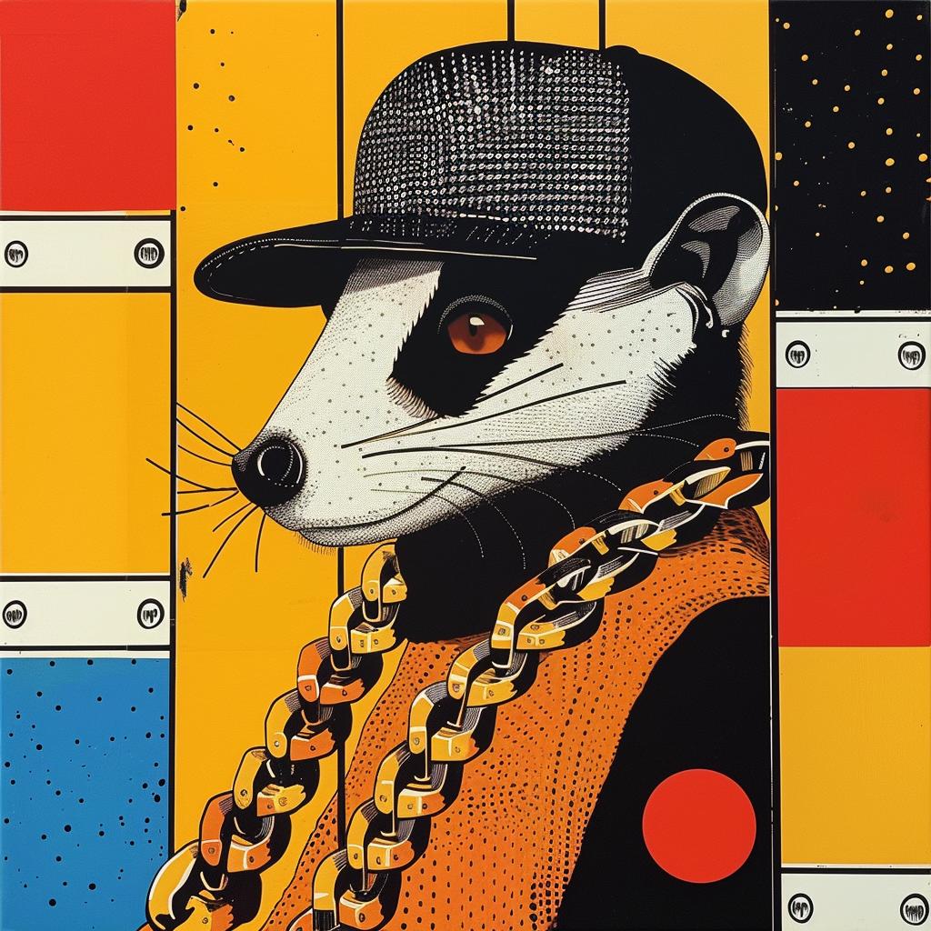 skunk  rapper  gold  chains  cap  vibrant  urban  stylized  animal  music 1022496