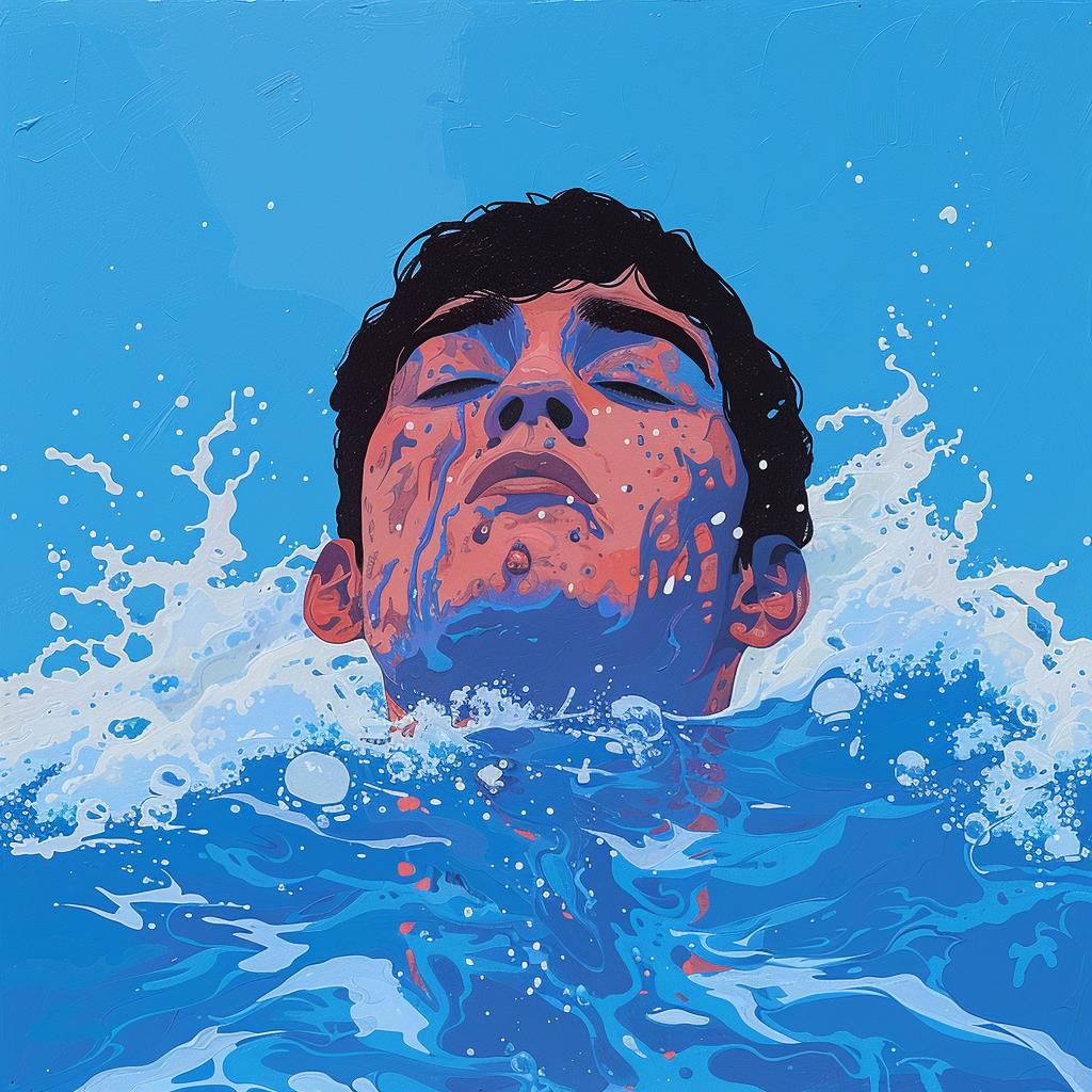 surreal  album  cover  splash  man  swimming  ocean  artistic  vibrant  dynamic 1017394