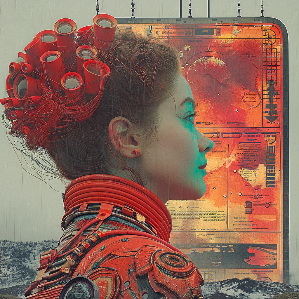 woman  robot  red  suit  surreal  futuristic  modern  creative  illustration  digital 1028823
