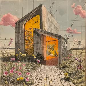 flowers  path  abandoned  Frank  Lloyd  Wright  shack  black  white  art 1036574