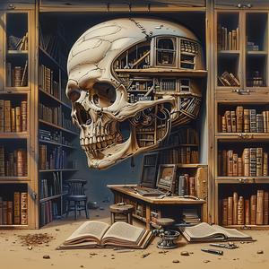 chromolithography  skull  books  room  art  dark  illustration  design  graphic  print 1052303