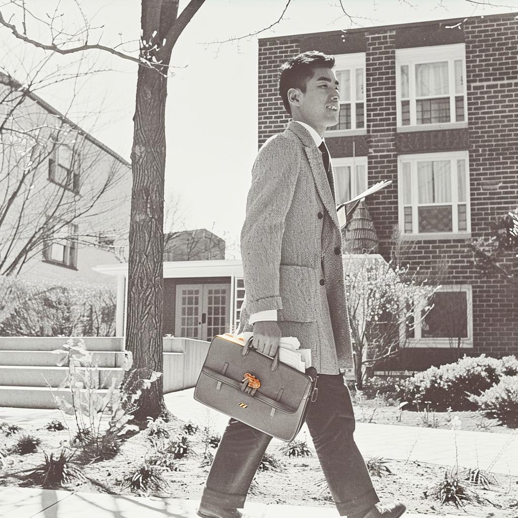 man  briefcase  suit  1960s  style  walking  sidewalk  business  urban  illustration 940925