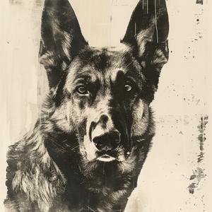 drawing  dog  GermanShepherd  blackandwhite  cybergoth  warhol  silkscreen  shading  artistic  style 1071710