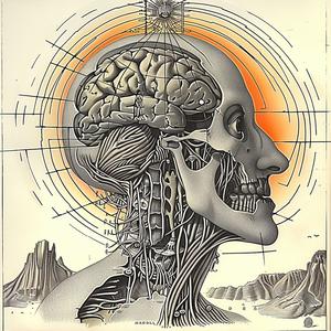 رسم تشريحي لدماغ رأس الإنسان، جمجمة، توضيح علمي، تفاصيل واقعية 1037242