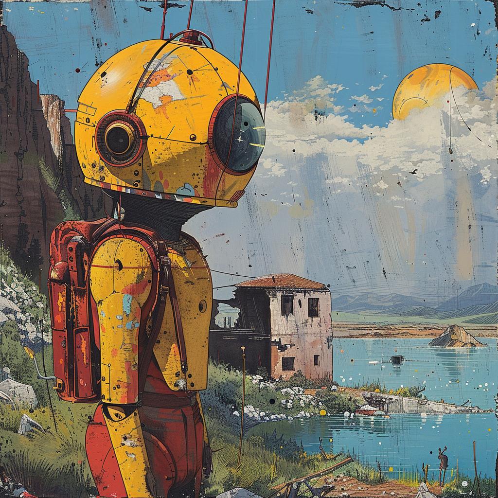 surreal  album  cover  hyper-realistic  screenprinting  robot  rock  creative  vivid  fantastical 960282