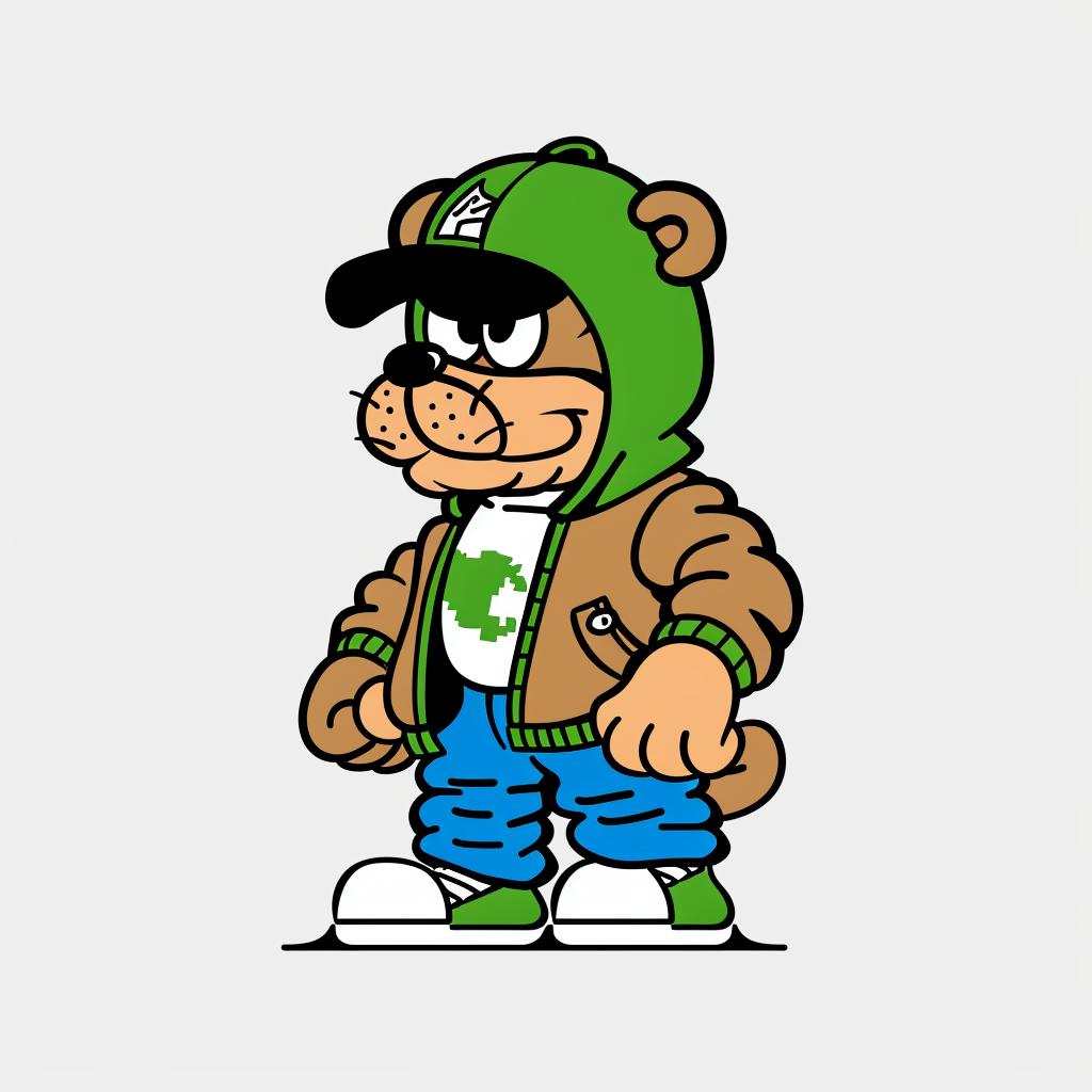 aggressive  character  anthropomorphic  street  culture  minimal  brown  green  hat  jeans 958933