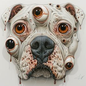 DADA dogman pitbull creature four-eyes eye-make airbrush Emek Troy white 1073101