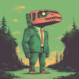 surreal  album  cover  dinosaur  suit  woods  creative  art  design  style 1059838