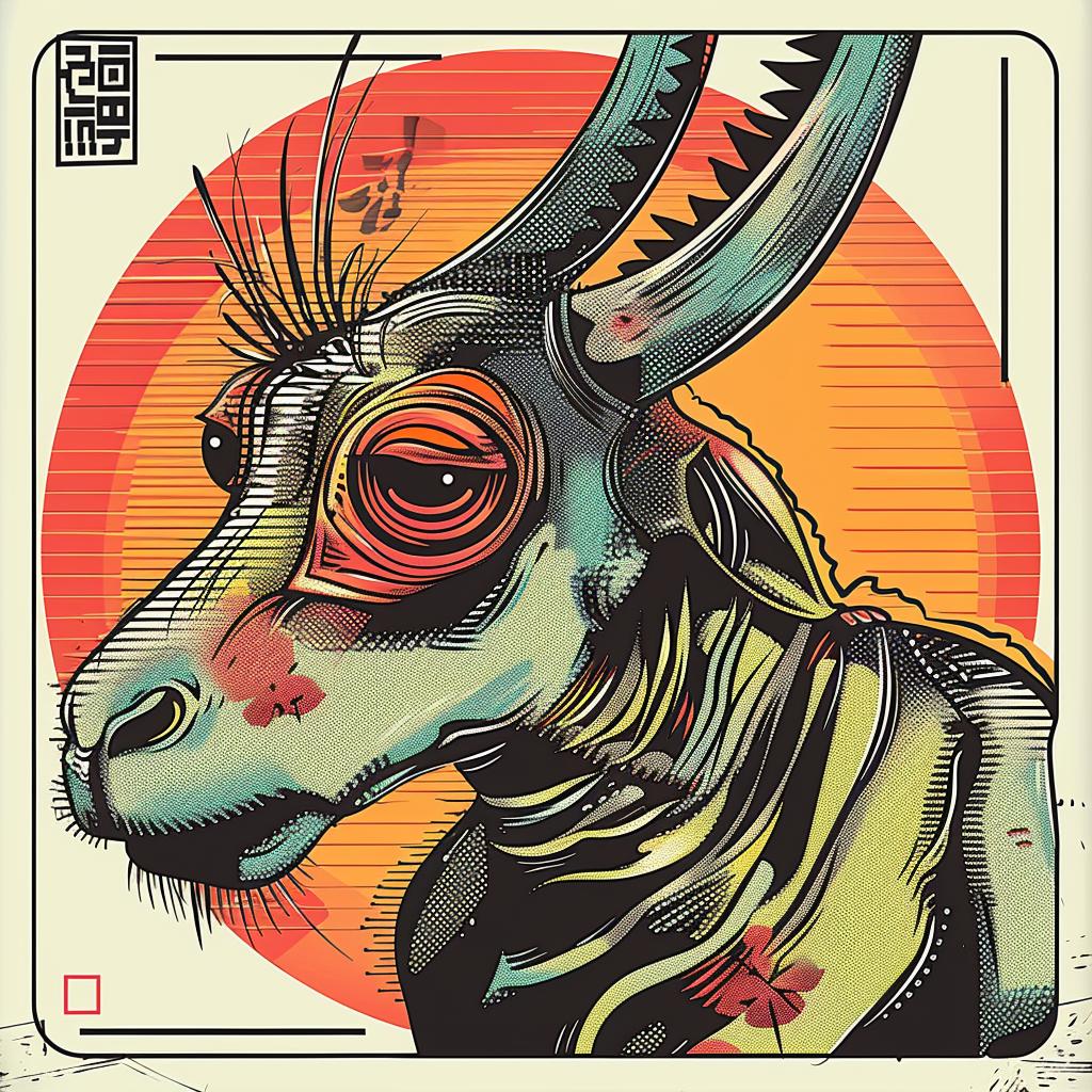 goat  sun  background  horns  playful  art  vibrant  creative  unique  illustration 939585