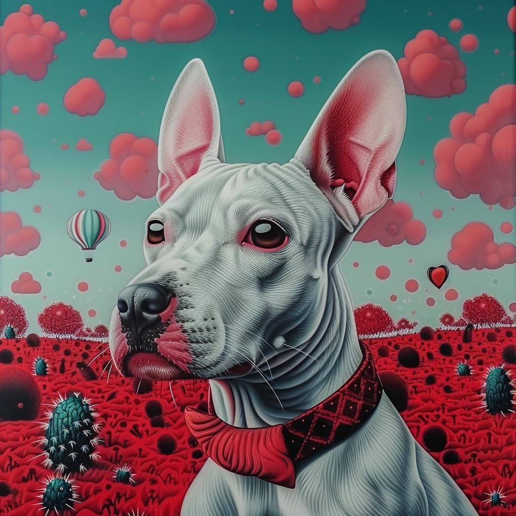 bull  Terrier  dog  painting  vibrant  red  white  animal  realistic  art 940802