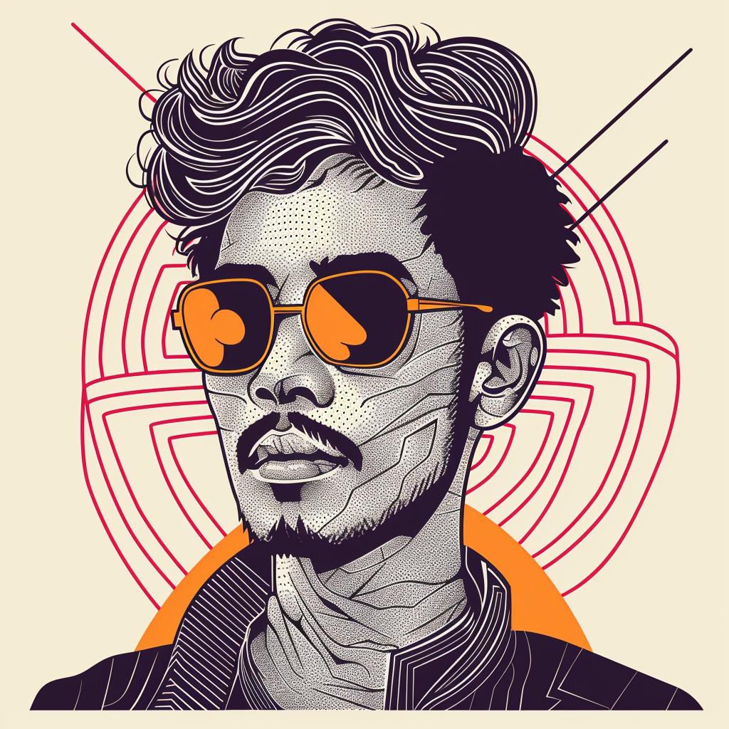 Pop  Art  Asian  man  digital  portrait  beard  sunglasses  vector  illustration 937258