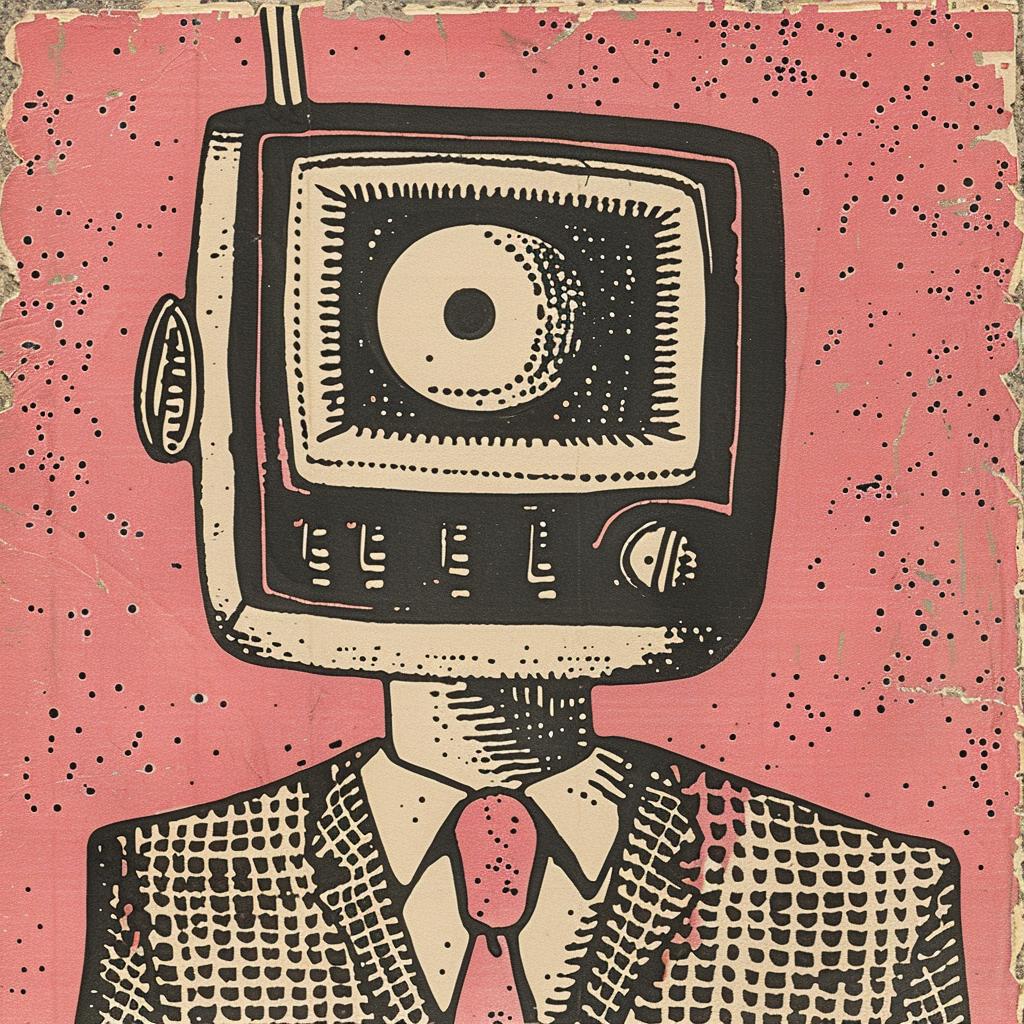 vintage  poster  robot  head  design  suit  tie  quirky  character  artistic 916974