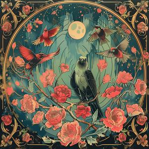 birds  flowers  center  painting  chromolithography  nature  colorful  decorative  vibrant  art 1053077