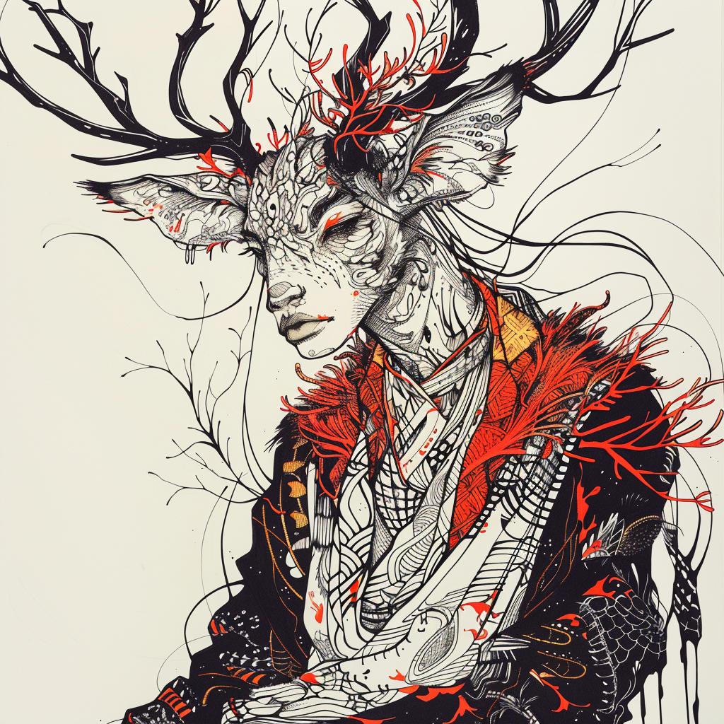 mythical  creature  hybrid  deer  horns  feathers  fantastical  unique  animal  fantasy 952960