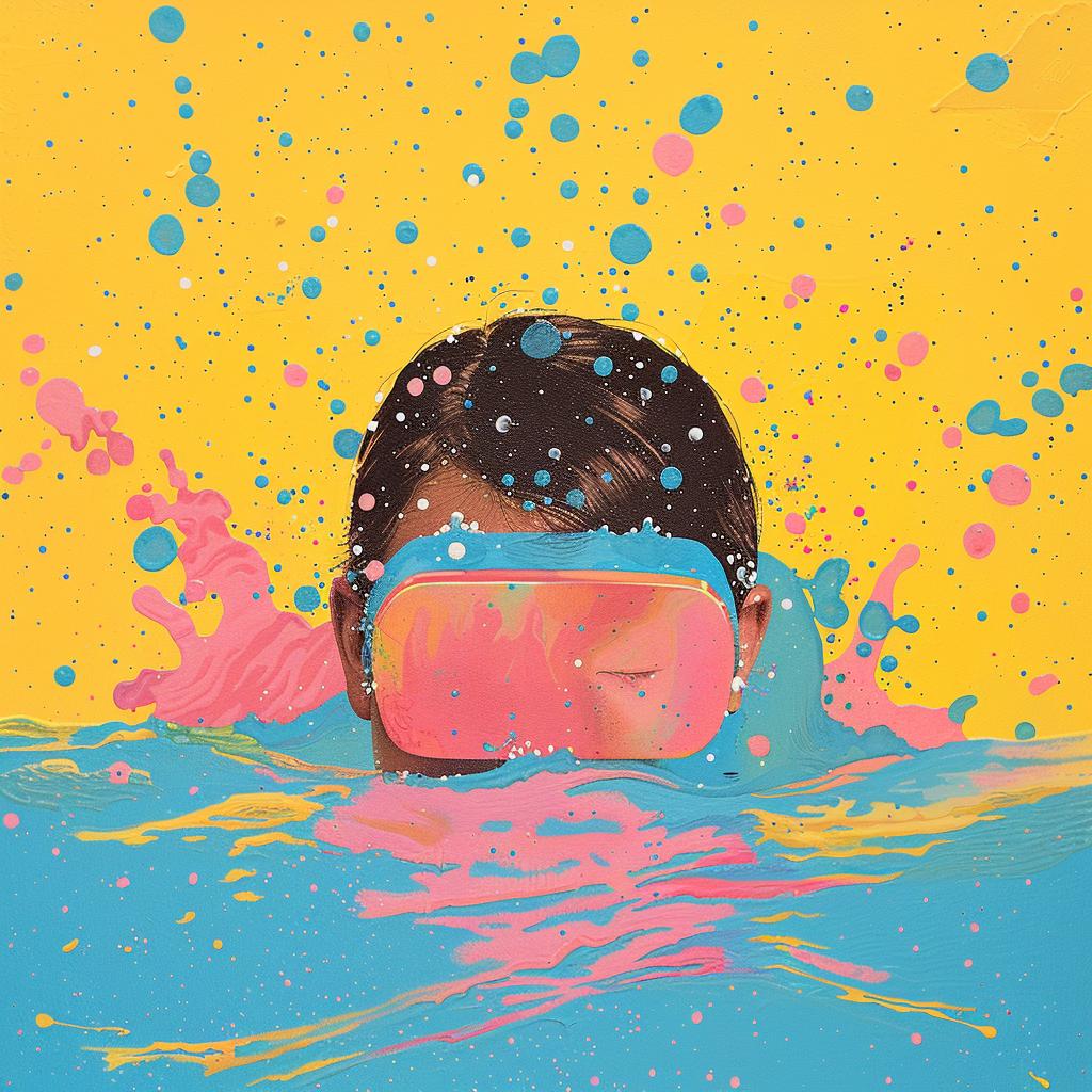surreal  albumcover  person  swimming  pool  colorful  splash  art  painting  dynamic 1017399
