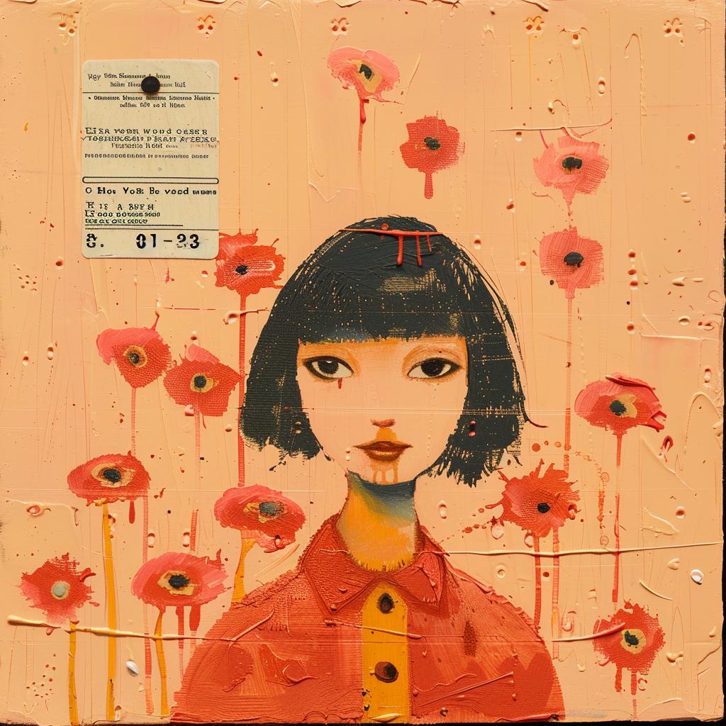 encaustic  paint  palette  knife  impasto  girl  flowers  face  portrait  colorful 1016217
