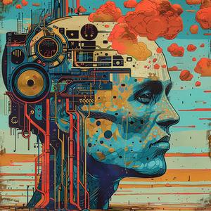 comic  art  illustration  surrealism  robot  vintage  painting  pointillism  gold  teal 1076300