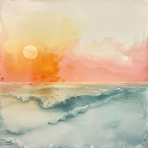 minimalist  encaustic  ocean  sunset  painting  happy  place  joy  colors  light 1062473