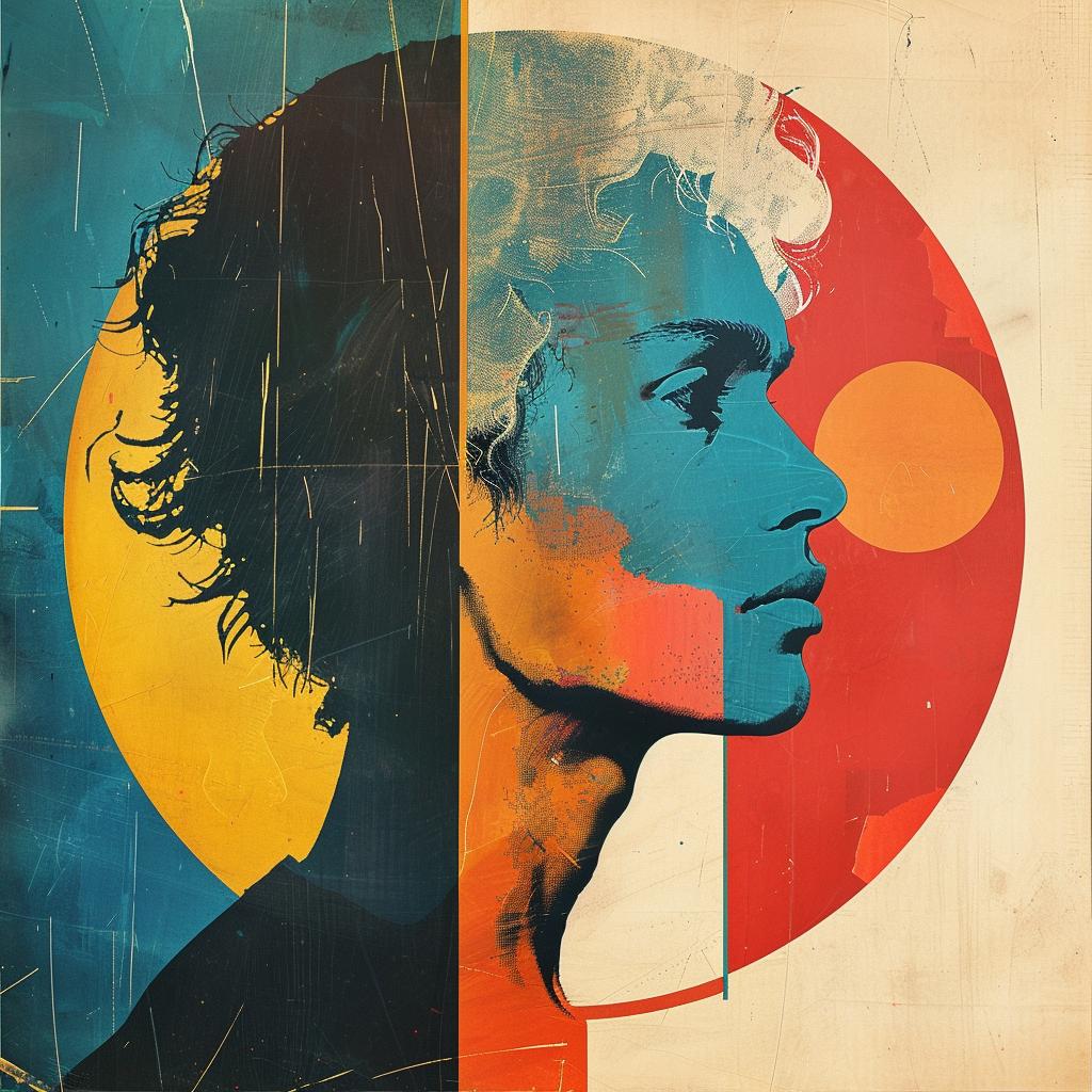 woman  sun  background  paint  midcenturymodern  abstract  stylized  albumart  bright  graphicdesign 964229